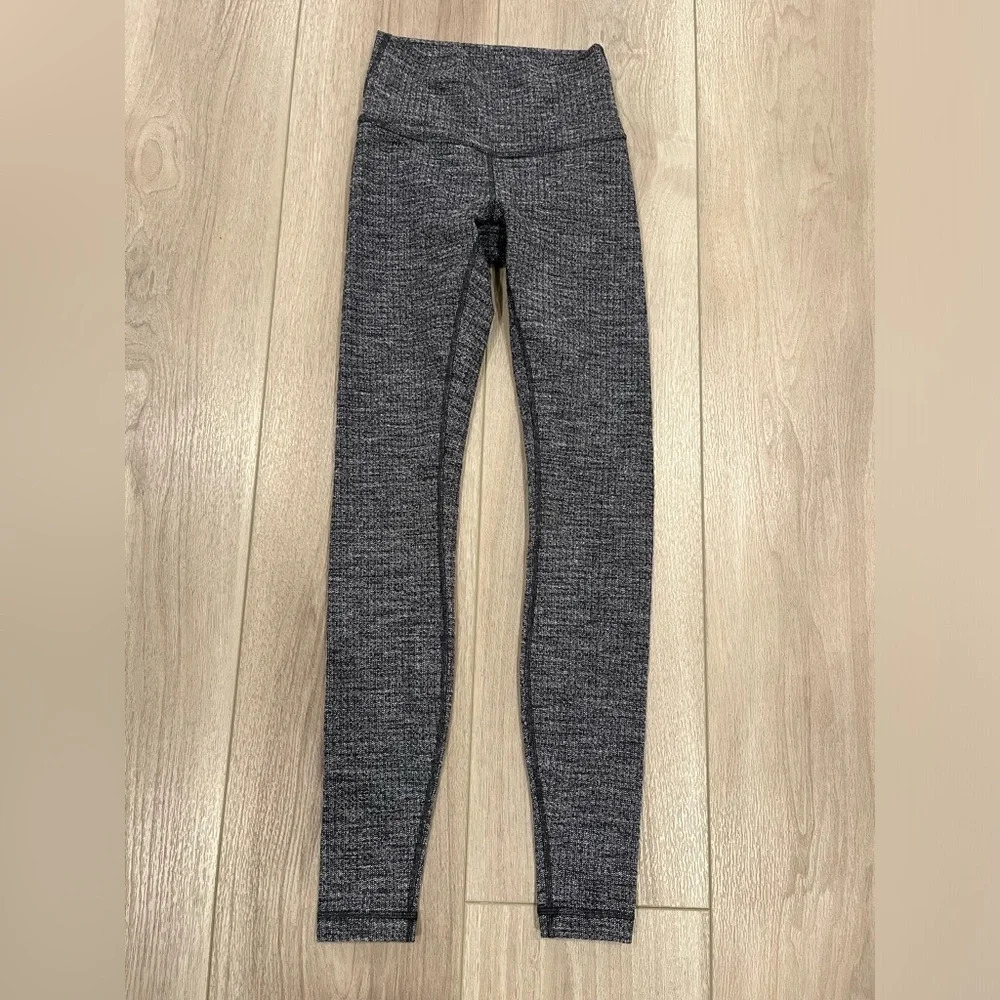Lululemon 28” Wunder Under HR Tight LW5AXCS Black Gray Tweed Size 4